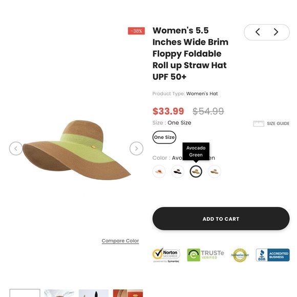 Oh Sunny 5.5 inches wide brim floppy foldable roll up straw hat NWT - Picture 14 of 14